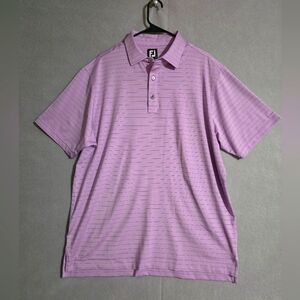 Footjoy Mens Purple Triple Pinstripe Performance Golf Polo Size Large